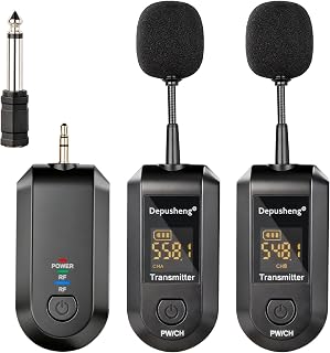Depusheng 2.4G Wireless Microphone Headset,Lavalier and Handheld Mic 160ft Range,with 1/8''&1/4'' Plug for PA System,Voice Amplifier (lavalier Microphone) - Image 1