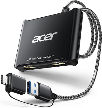 acer USB 3.0 HDMI Capture Card, 4K HDMI Loop-Out, 1080P 60Hz for Streaming