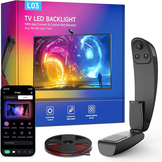 FFJ TV Lights That Change with TV, 21.3ft RGB Immersive LED Strip Backlight with 90-100 Inch Screen, Smart App Control, Music Sync, for Home Decoration - Upgraded Version