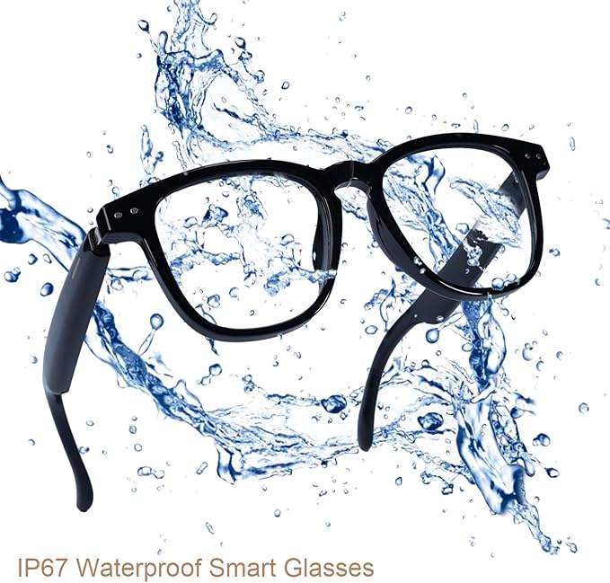 AI Smart Glasses, Anti Blue Light Bluetooth Translation Glasses with 164 Hands-Free Calls & Audio Multifunctional Smart Sunglasses for Men Women Travel Trade Business (KL01-Black-Color-Change-Lens)