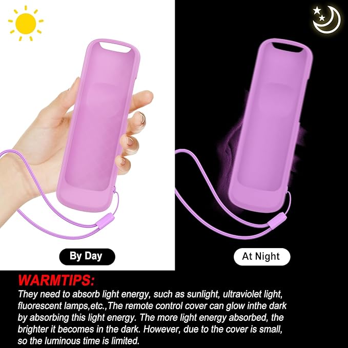 Remote Cover for Hisense TCL Roku TV, Universal Replacement Remote Case Compatible with Roku Voice Remote, Glow in The Dark (Pink+Purple)