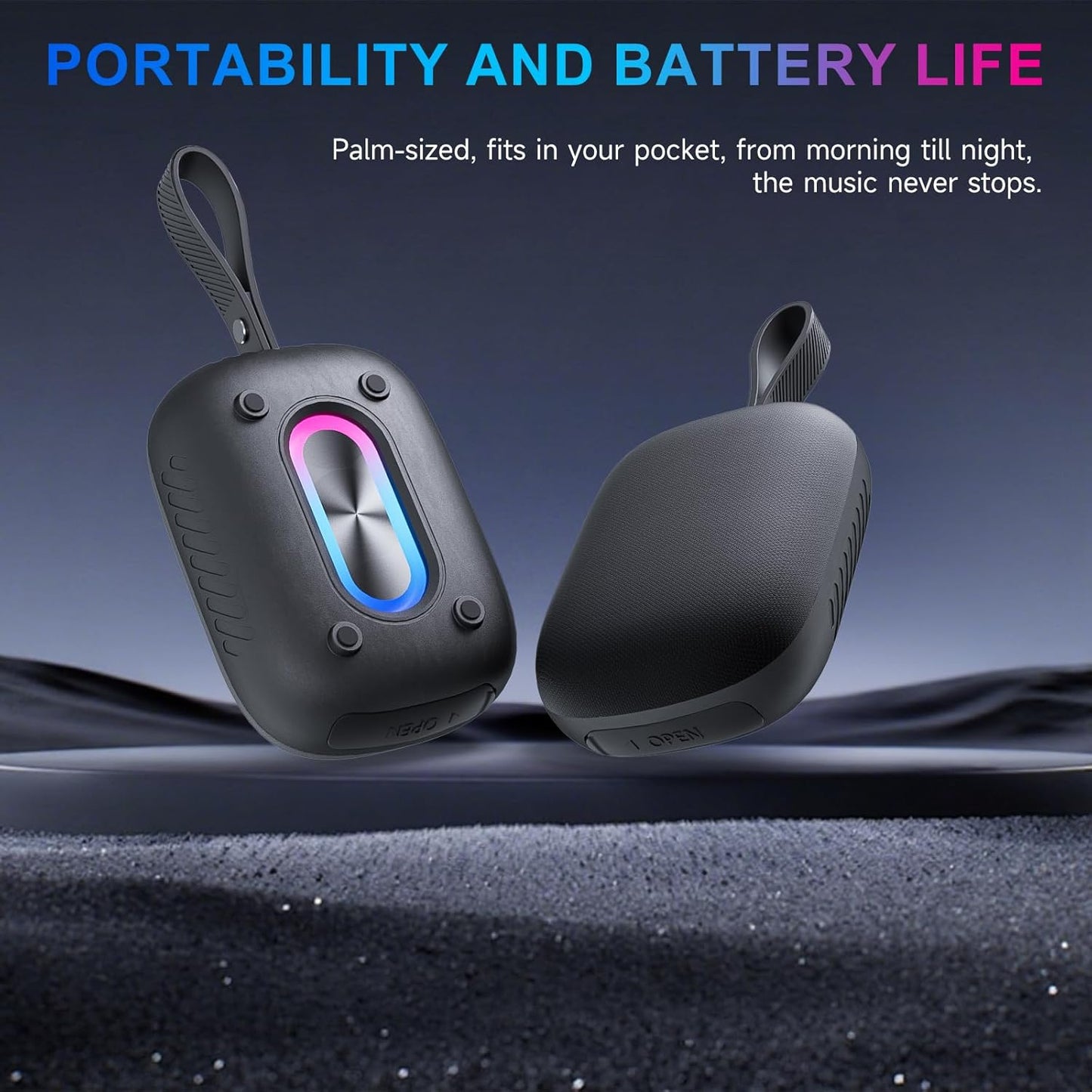 Portable Bluetooth Speaker with LED Lights – IPX5 Waterproof, 20W, TWS Stereo