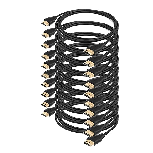 4K HDMI Cable 6 FT, Gold Plated High-Speed HDMI 2.0 Cable, Male-to-Male, Supports 4K 60Hz HDR, 2160p 1080p 3D HDCP 2.2 ARC,Compatible with HDTV PC Xbox Arc Laptop PS3/4/5/9 etc (10Pack)