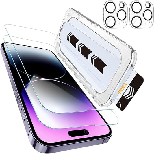 MOHAVE 2+2 Pack for iPhone 14 Pro Max Screen Protector 6.7" with Camera Lens Protector [Auto Alignment/Dust Removal] HD Clear Tempered Glass [Military Grade Shatterproof] Case Friendly
