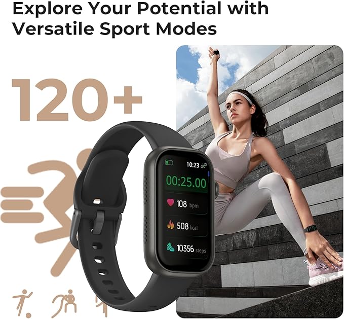 Fitness Tracker for Men Women, 24/7 Heart Rate, SpO2 and Sleep Monitor Health Watch, Calorie Step Counter Fitness Watch IP68 Waterproof Smart Watch for Android and iOS, Black/Starlight