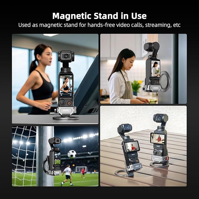 BRDRC Pocket 3 Magnetic Mount & 22 in 1 Accessories Kit, MagSafe Phone Holder with Hard Case, Suction Car Mount, Tripod, Selfie Stick, Screen Protector for DJI OSMO Pocket 3 Creator Combo