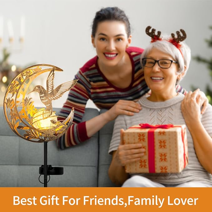 JOBOSI Solar Moon Hummingbird Decorative Light Gift Portable Decorative Ground Stake Light Mother's Day Gift, Gifts for Women Mom Grandmothers, Garden Lawn Decor Christmas & New Year Gift