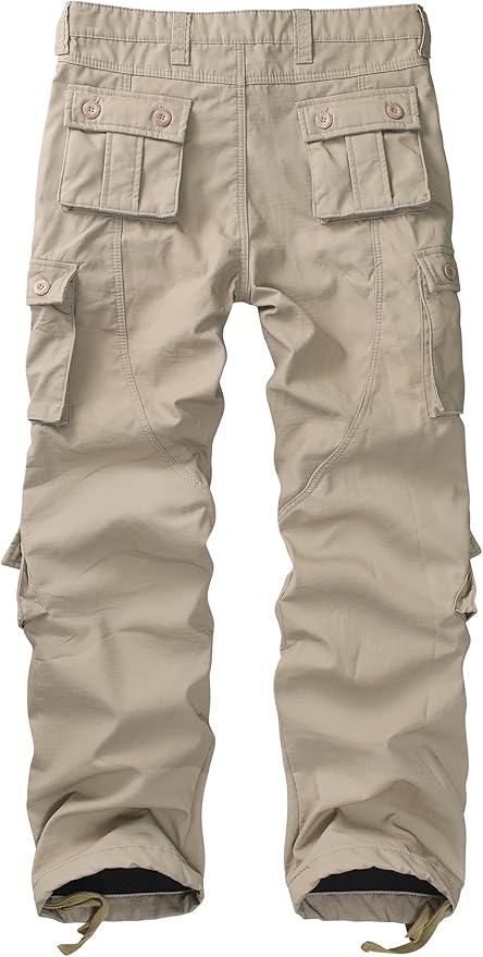 KOCTHOMY Men’s Fleece Lined Hiking Pants,Winter Outdoor Thermal Casual Work Cargo Pants with Multi Pockets, No Belt.
