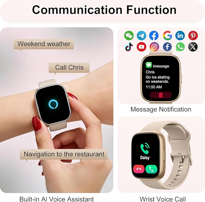 Smart Watch with Alexa & Bluetooth Calling-1.83" HD Touchscreen Fitness Watch, Fitness Tracker w/Heart Rate/Sleep Monitor, 30-Day Standby, 120+ Sports Modes, IP68 Waterproof Smartwatch for Android iOS