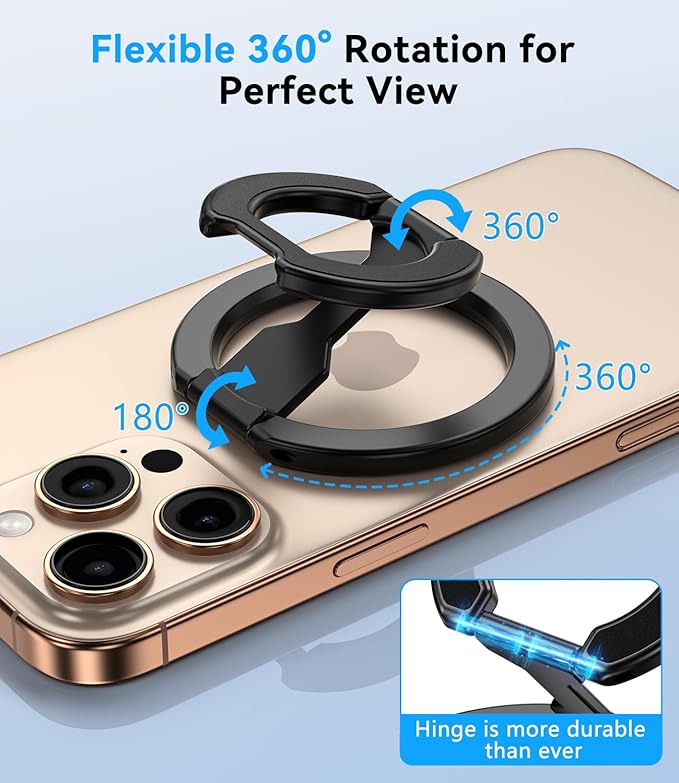 Magnetic Ring Holder for MagSafe Dual-Sided, Removable Phone Finger Grip Holder Adjustable Kickstand for iPhone 17/16/15/14/13 Series, Magnet Phone Stand Grip Compatible with Magnetic Car Mount