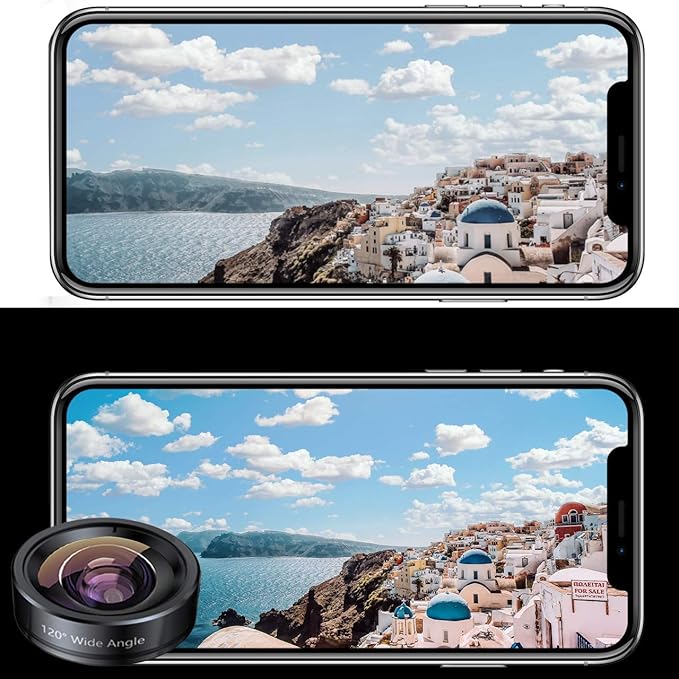 KEYWING Phone Camera Lens 3 in 1 Phone Lens Kit, 198 Fisheye Lens + 120 Super Wide-Angle Lens + 20x Macro Lens for iPhone Samsung Android Smartphone Black 3in1