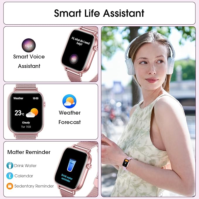 Smart Watch for Women (Answer/Make Calls) 1.83" HD 3 Bands Smartwatch Compatible Android iPhone Phones with Fitness Step Tracker/Heart Rate/Sleep Monitor, 120+ Sports Modes IP68 Waterproof