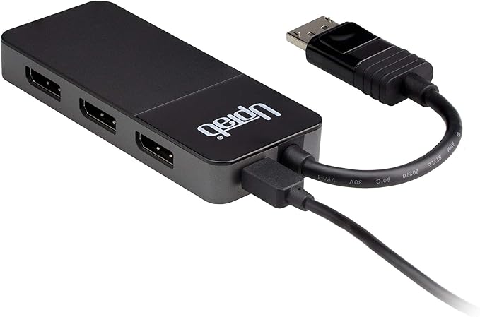 3-Port DisplayPort 1.4 MST Hub, Triple Monitor Splitter 4K HDR Adapter, DP to 3X DisplayPort Multi-Monitor Adapter for Windows PC and Laptops