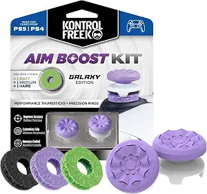 KontrolFreek Aim Boost Kit for PlayStation 5 (PS5) and PlayStation 4 (PS4) Controller | Includes Performance Thumbsticks and Precision Rings | Galaxy Edition