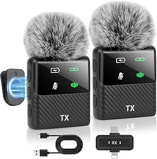 Mini Wireless Lavalier Microphone for iPhone, iPad, Android Phone, Noise Reduction Plug and Play Magnetic Clip on Lapel Mic for Video Recording Podcast Vlogging - Image 1