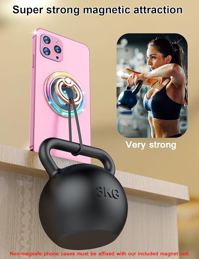 Mindsky Magnetic Phone Ring Holder,Glitter Fashion Color magsafe Ring Holder,Phone Ring Holder Grip for iPhone 17/16 /15/14/13/ 12series/Android (LargeSmall Ring)
