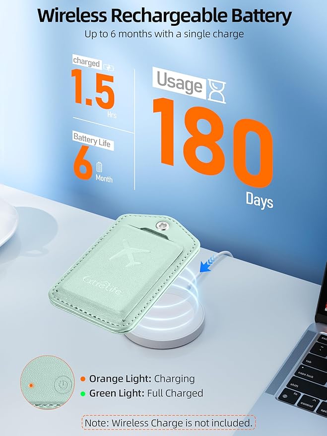 Luggage Tags, Works with Apple Find My, Leather Luggage Tag for Suitcases, Travel Tags, Bag Tag, Suitcase Tag with Privacy Flap, Anti-Lost Smart Luggage Tracker, Travel Essentials, Light Green