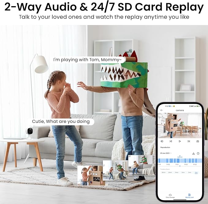 2K Cameras for Home Security-Outdoor/Indoor Camera for Dog/Cat/Pet/Nanny/Baby/Elderly, Color Night Vision, White Light, Siren, 24/7 SD Recordings, Works with Alexa, Plug in (C1-White-4pack-2.4G)