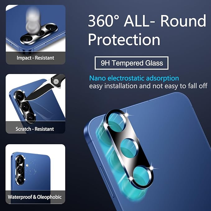 IMBZBK [Auto-Dust Removal] 3 Pack Privacy Screen Protector for Samsung Galaxy S25 [Phone Case Friendly], 3 Anti Spy Tempered Glass Camera Lens Protector Accessories, Military Grade Shatterproof