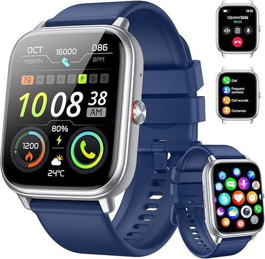 Smart Watch for Men Women, Fitness Tracker (Answer/Make Call), 1000 mAh Battery, 120+ Sport Modes, Step Counter/Sleep Monitor Fitness Watch, Smartwatch for Android/iPhone (Blue)
