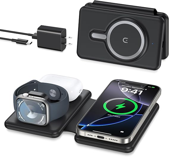 Charging Station for Apple Devices: Magnetic Wireless Charger for iPhone