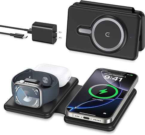 Charging Station for Apple Devices: Magnetic Wireless Charger for iPhone