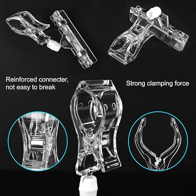 Clear Sign Clips Merchandise Display 12 Pack Plastic Label Pop Clips on Sign Holder Shelf Double Sided Swivel Price Tag Holders on Clothing Rack Rotatable Menu Clamps for Sale Retail Display