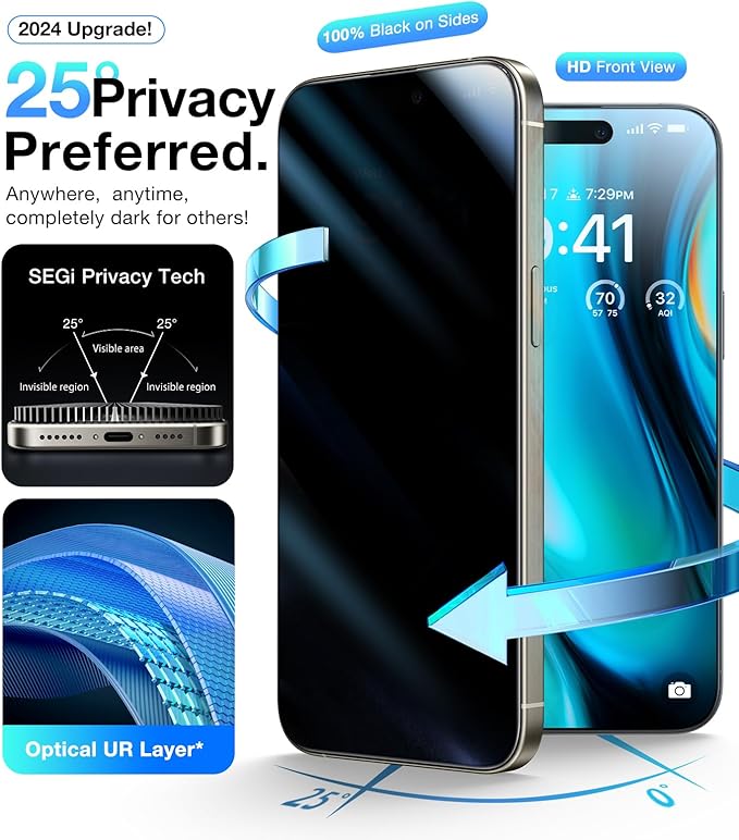 UltraGlass for iPhone 16 Pro Max Privacy (Screen Protector+ Camera Protector) Black Titanium