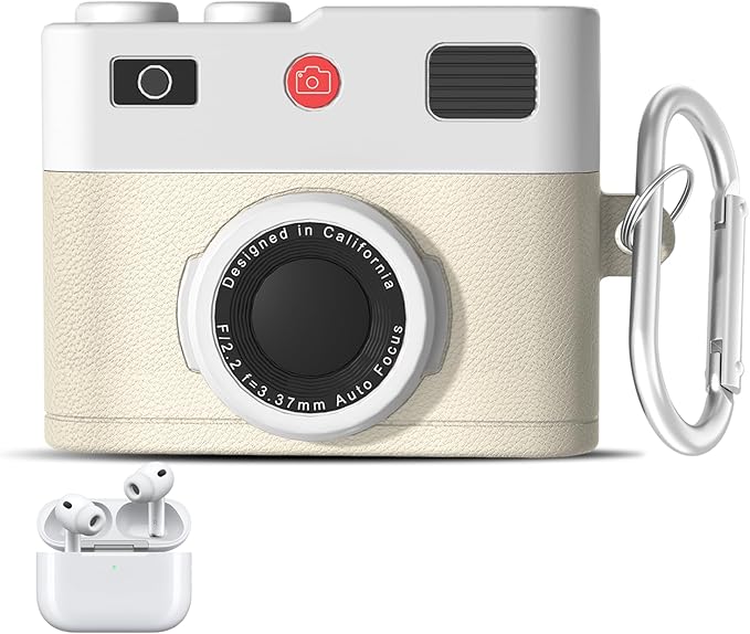 for Airpods Pro 3 Case Cute,Retro 3D Camera Design for Air pod Pro 3 Cover with Keychain Shockproof Protective Soft Silicone Case for Airpods Pro 3 Gen for Men Women,Brown,Beige