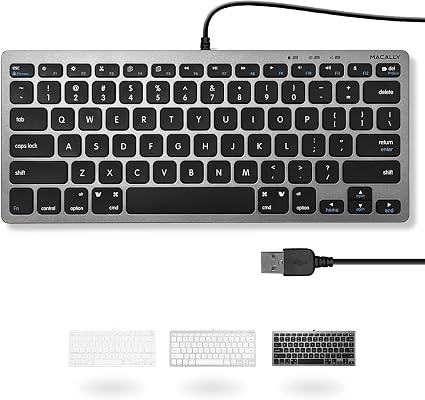 Macally Small USB Wired Keyboard for Mac and Windows - 78 Scissor Keys, 13 Shortcut Compatible Apple Keyboard - Mini Compact USB Computer Keyboard That Saves Space and Looks Great - Space Grey - Image 4