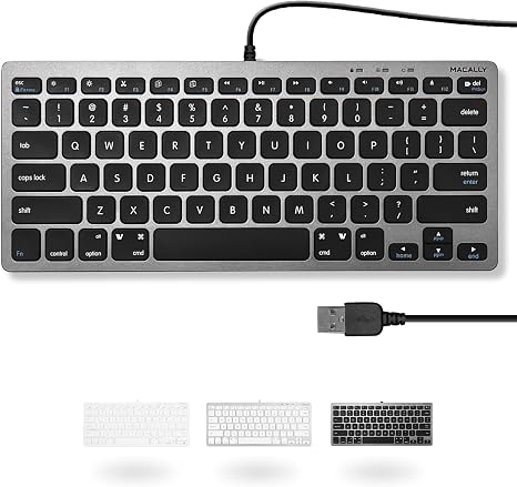 Macally Small USB Wired Keyboard for Mac and Windows - 78 Scissor Keys, 13 Shortcut Compatible Apple Keyboard - Mini Compact USB Computer Keyboard That Saves Space and Looks Great - Space Grey - Image 5