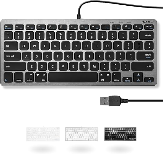 Macally Small USB Wired Keyboard for Mac and Windows - 78 Scissor Keys, 13 Shortcut Compatible Apple Keyboard - Mini Compact USB Computer Keyboard That Saves Space and Looks Great - Space Grey - Image 6