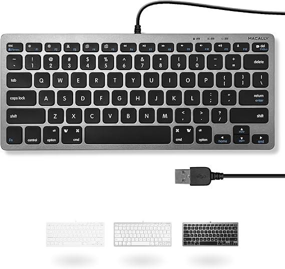 Macally Small USB Wired Keyboard for Mac and Windows - 78 Scissor Keys, 13 Shortcut Compatible Apple Keyboard - Mini Compact USB Computer Keyboard That Saves Space and Looks Great - Space Grey - Image 7