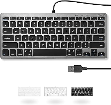 Macally Small USB Wired Keyboard for Mac and Windows - 78 Scissor Keys, 13 Shortcut Compatible Apple Keyboard - Mini Compact USB Computer Keyboard That Saves Space and Looks Great - Space Grey - Image 2
