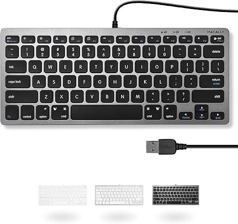 Macally Small USB Wired Keyboard for Mac and Windows - 78 Scissor Keys, 13 Shortcut Compatible Apple Keyboard - Mini Compact USB Computer Keyboard That Saves Space and Looks Great - Space Grey - Image 3