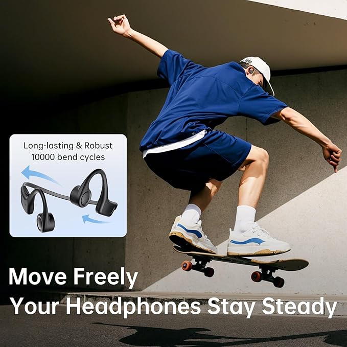Kinglucky Bone Conduction Headphones, 2026 NEW Open Ear Earbuds with Mic, 23.5g Lightweight Secure Fit Bluetooth 5.4 Headphones, IPX5 Waterproof Sports Headset for Running, Cycling, Walking (Black)