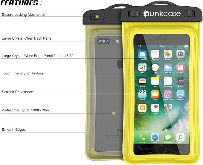 Waterproof Phone Pouch, PunkBag Universal Floating Dry Case Bag for Most Cell Phones incl. iPhone 8 Plus & Samsung Galaxy S9 | Perfect for Keeping Your Cellphone & Valuables Dry and Safe