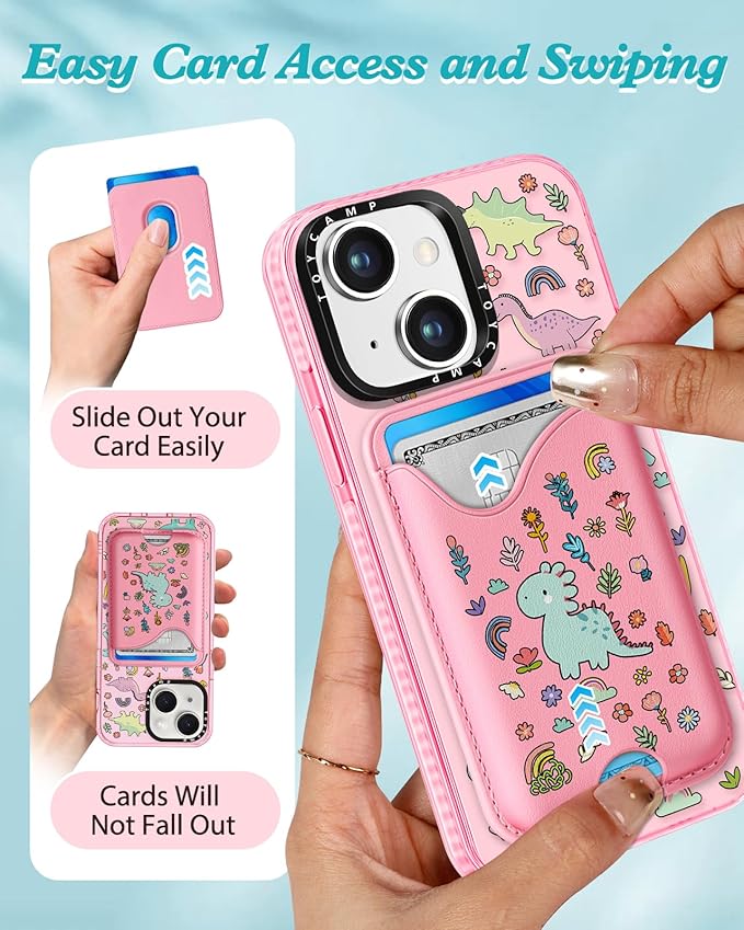 Toycamp for iPhone 15 Plus Case - Compatible with Magsafe Credit Card Holder Wallet Magnetic Cute Women Teen Girls Kawaii Girly Unique Animal Design Phone Cover for Apple 15 Plus 6.7"