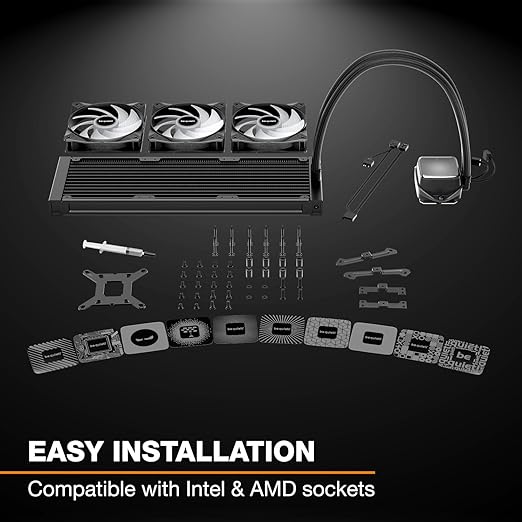 be quiet! Pure Loop 3 LX 360 mm, All-in-One Water Cooling, 3 Light Wings LX 120 mm PWM High-Speed Fans, ARGB Cooling Block Featuring 10 Included Lighting foils, Impressively high Cooling Performance