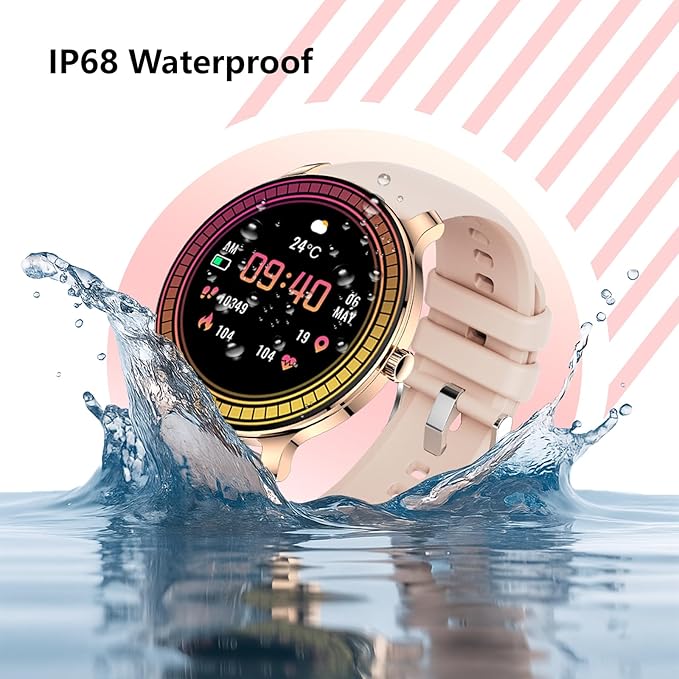 1.43” Women's Smart Watch, AMOLED Display, Work with Android/iPhone, Waterproof IP68, Long Battery Life, Fitness & Health Tracker, Heart Rate Monitor, Step Counter, Track Your Workout, Run and More