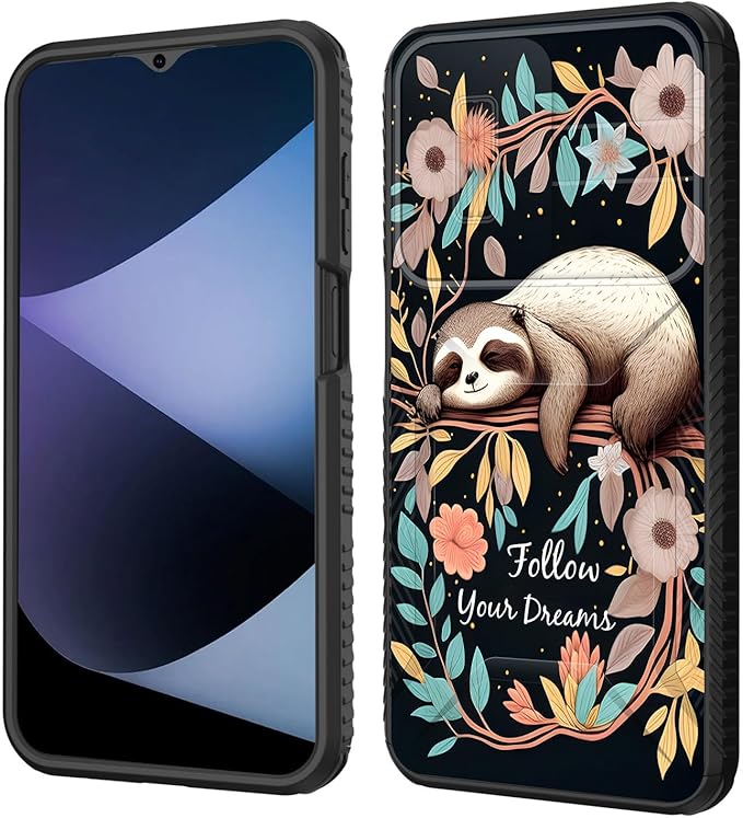 for Galaxy A17 5G Case Built in Slide Camera Lens Cover,Heavy Duty Shockproof Protection Dual Layer Case for Samsung Galaxy A17 5G 6.7" 2025,Cute Baby Sloth On The Tree