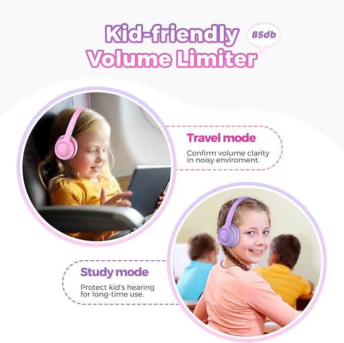 Kids Headphones - Wired with 3.5mm Jack, Volume Limiting for Kids, Adjustable for Boys/Girls/School