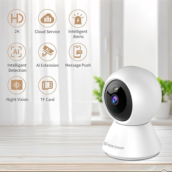 MeterMall HuntVision - 3MP Indoor WiFi PT Camera, Ivy Smart APP, Support 2.4G WiFi and Bluetooth, Day and Night Mode, Security Camera with Accurate Human Detection and Human Tracking