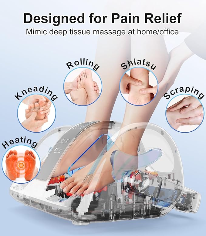 CARESKY® Shiatsu Foot Massager with Heat, Rolling Deep Kneading, Feet Massager Machine for Plantar Fasciitis, Neuropathy Pain, Size up to 14", Multiple Modes