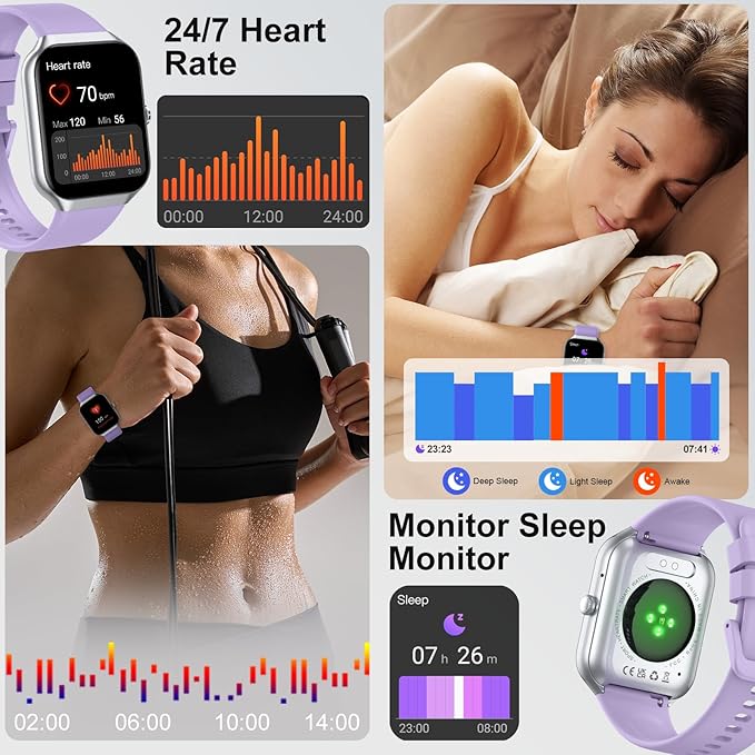 Smart Watch (Answer/Make Calls), 1.96" HD Screen SmartWatch for Men Women 113+ Sport Modes, Fitness Activity Tracker Heart Rate/Sleep Monitor/Pedometer, IP68 Waterproof, Smart Watches for Android iOS