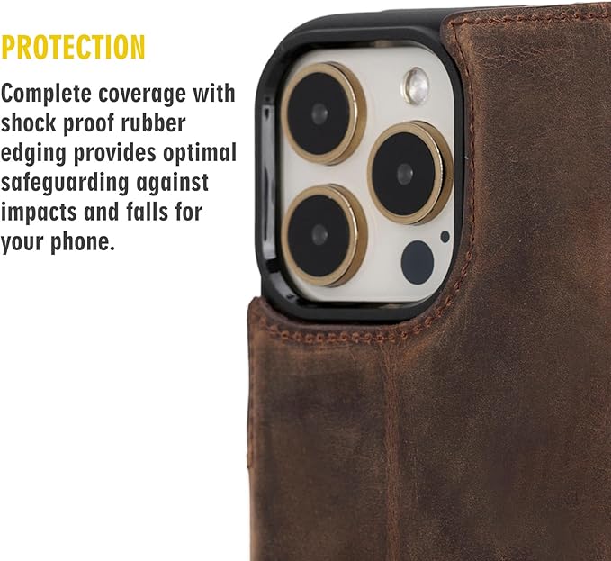 BLACKBROOK Case for iPhone 16 Pro Max Leather Case with Wallet, Carter Natural Leather Magnetic 2-in-1 Set for MagSafe and RFID, Cash, ID & 4 Card Slots, Compatible with iPhone 16 Pro Max