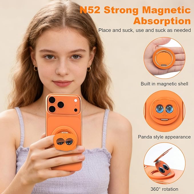 Magnetic Phone Ring for MagSafe Grip with 360° Rotation & Strong Magnet Phone Ring Holder Grip– Universal Compatible with iPhone 17/16/15/14/13 Pro Max Mag Safe Accessories Android