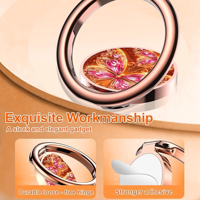Magnetic Phone Ring Holder for MagSafe Grip,[Super Magnet],Stylish 360° Rotation Cell Phone Grip Stand Finger Ring Kickstand for iPhone 17 16 15 14 Pro Max,iPad and Smartphones,Light