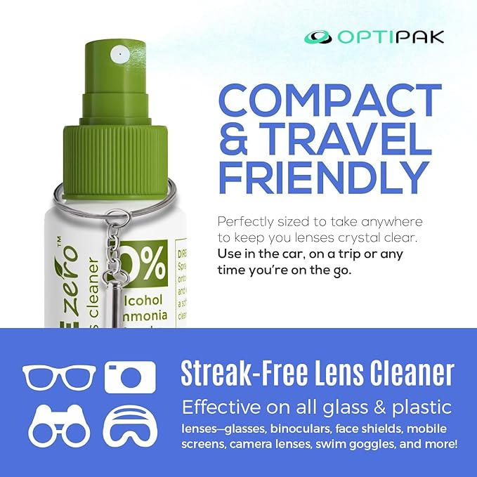 Sparkle Anti-Reflective Eco-Friendly Lens Cleaner & Repair Kit – (2) 2oz Glasses Cleaner Spray, (2) Microfiber Cloths & Keychain Screwdriver for Eyeglasses, Sunglasses, Lenses & Screens (5 Piece Set)