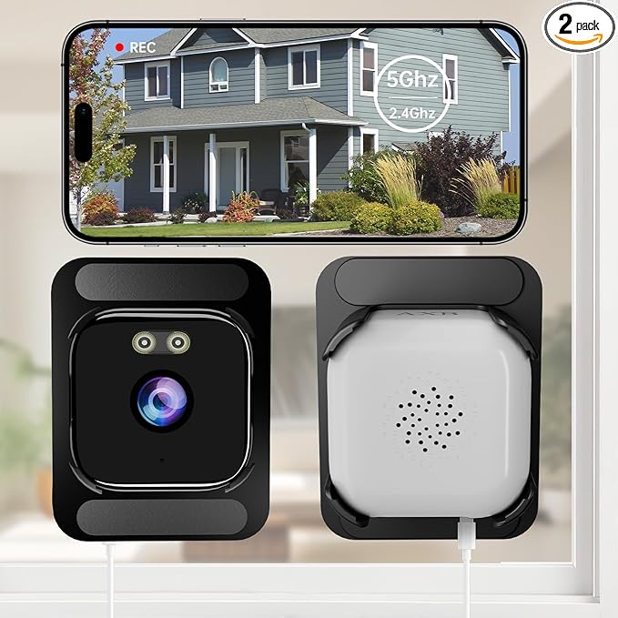 AXB 4K Window Security Camera for Home: 2.4GHz&5GHz WiFi Window Camera with Dual-Light Color Night Vision - Indoor Window Cam with Motion Detection for Home Security 2Pack